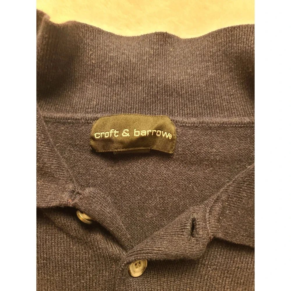Croft‎ & Barrow Men's Navy Blue Long Sleeve Polo Sweater Knit Top Size XL